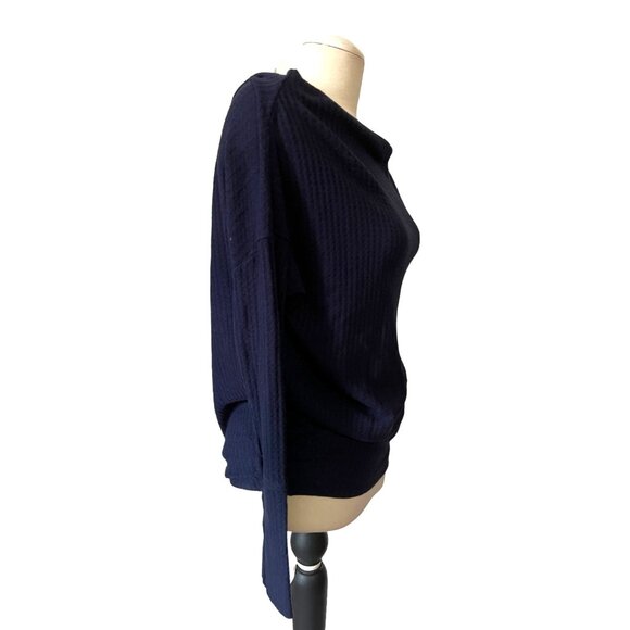 Maurices Straight Neck Waffle Knit Sweater Sz Small Womens Navy Blue Long Sleeve - Picture 4 of 7